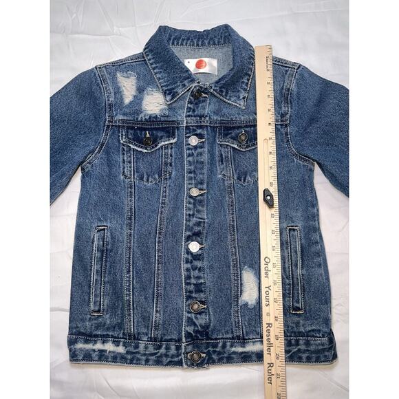 Hija De Tu Made Denim Jacket Women’s Size XS Blue Sequin Mexican Flag Distressed - Picture 9 of 16